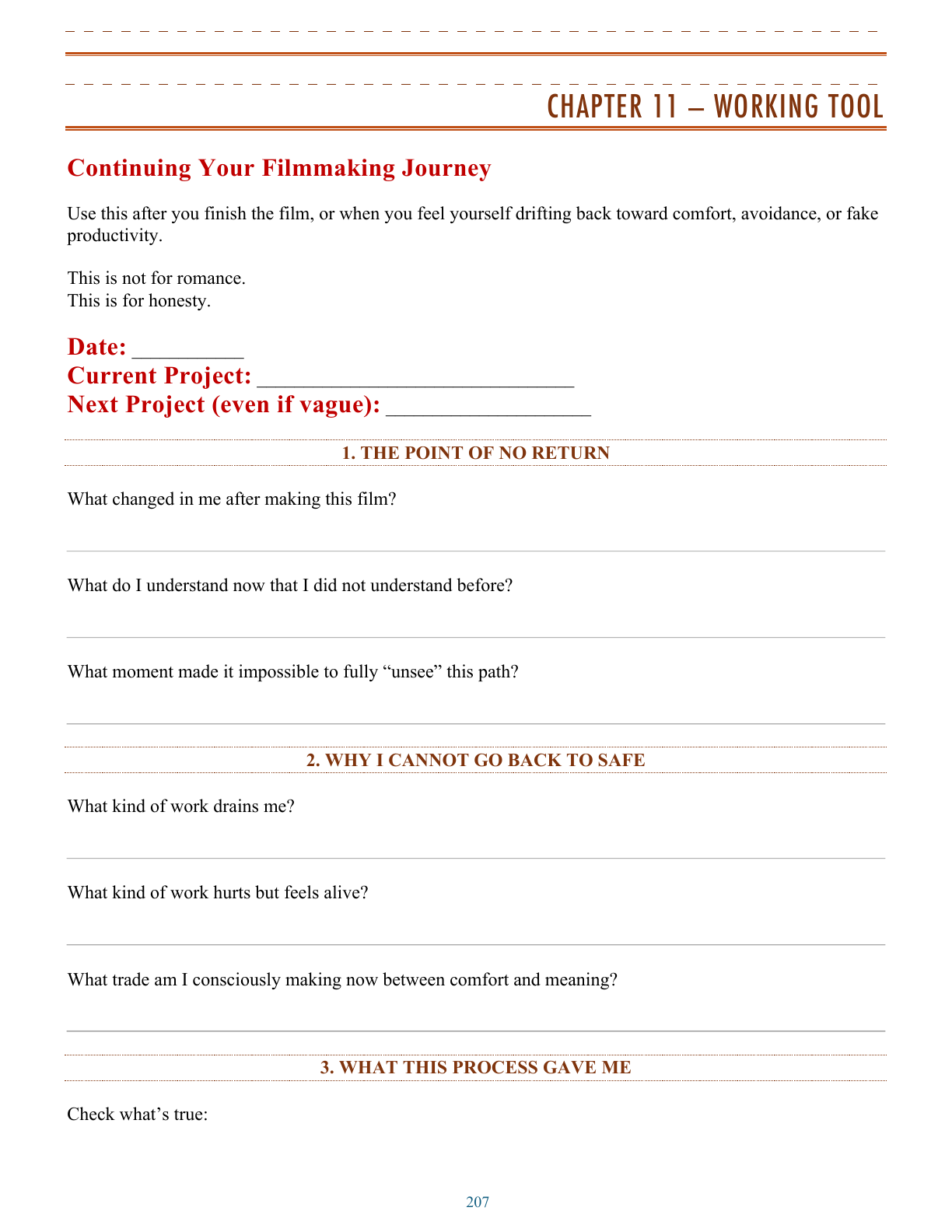 Chapter 11 Working Tool page from the First Film Field Guide